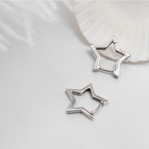 Silver Stylish Hoop Earrings - 925 SterlingSilver - Picture 3 of 5